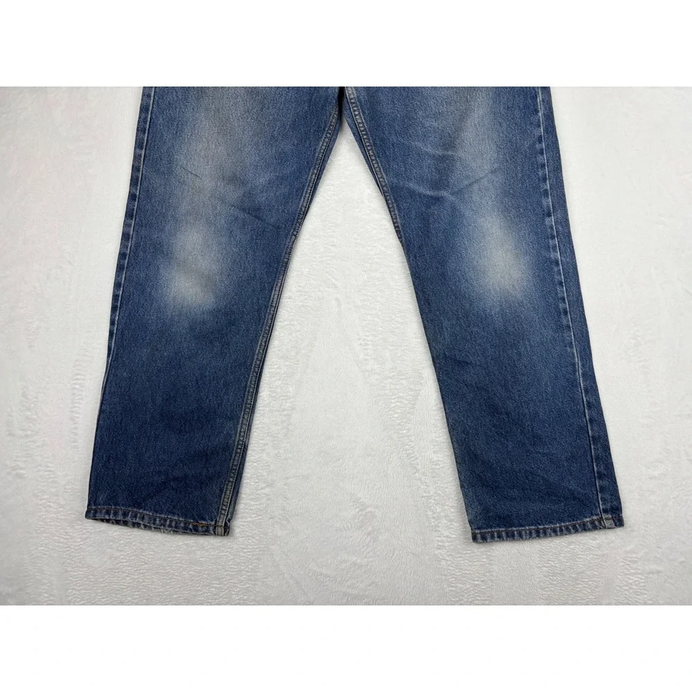 Levis 505 Men's 38x30 Y2K Medium Dark Wash Jeans Blue Distressed Waist Knee Fade